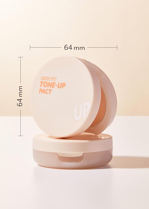 I'M MEME Compact - Skin Fit Tone Up Pact | FLawless Finish with Aqua Sebum, Soft & Velvet Pressed Powder Compact, Smooth Pores & Fine Lines, Korean Makeup, Translucent, Oily Skin, 0.35 Oz
