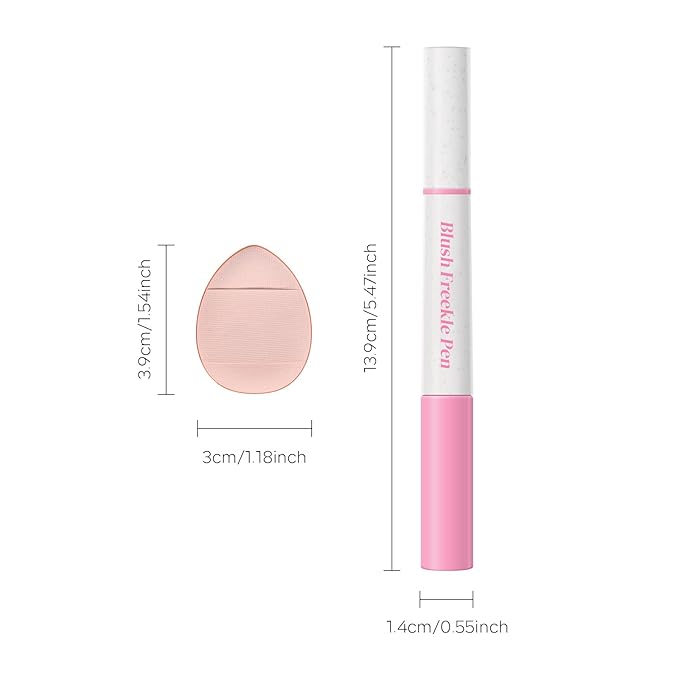 KYDA Freckle Blush Pen, Light Brown Liquid Freckle + Soft Pink Blush Duo, Lasting Freckles Colors for Summer Sunkissed-look, Natural Lifelike Freckles Pen