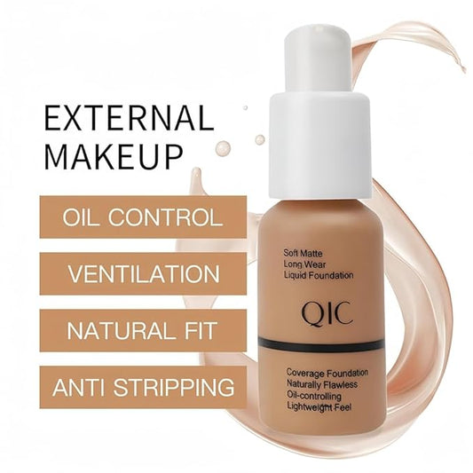 Foundation,Flawless Soft Matte Oil Control Liquid Foundation Durable Waterproof 24 HR Best Cover up Full Coverage Face Makeup (5# Sand, 1 Ounce (Pack of 1))