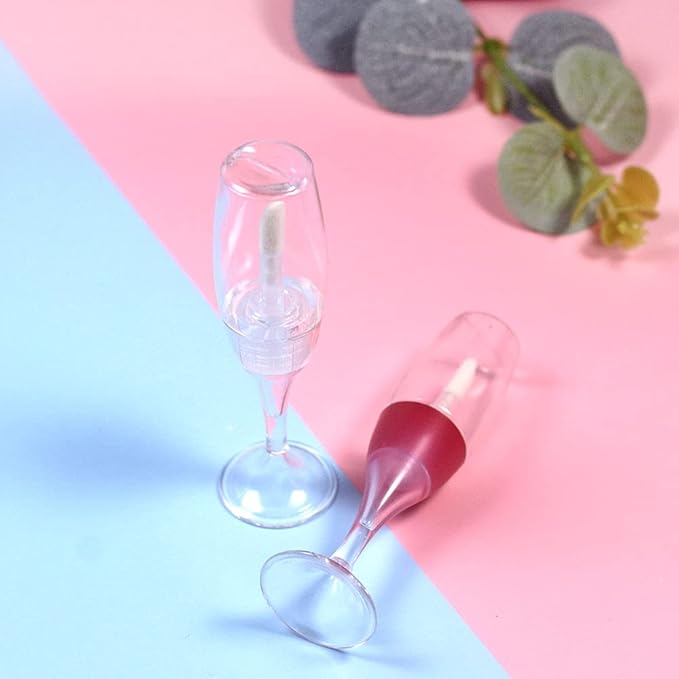 25 PCS wineglass shaped lip gloss tube cute lipgloss container tubes 5ML (Red)
