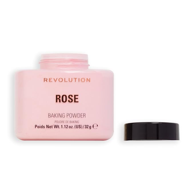 Revolution, Loose Baking Powder, Makeup Setting Powder, Long Lasting Coverage, Mattifies & Reduces Shine, Rose, 1.13 oz