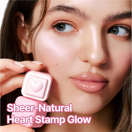 COLORGRAM Milk Bling Heartlighter 02 Pink Heart | Silky Smooth Versatile Creamy Highlighter with Shimmery Finish, Soft and Natural Glow Perfect for Daily Makeup