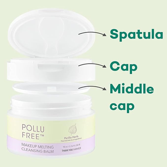 THANKYOU FARMER Pollufree Makeup Melting Cleansing Balm 3.16 Fl Oz (90ml) - Waterproof Makeup Remover, Patented Korean Herb Extract, Korean Cleansing Balm Makeup Remover, Oil Based Cleanser