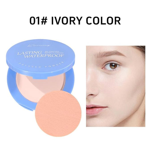 LAMUSELAND Pressed Powder Compact, Oil Control Brighten Skin 6 Colors Face Powder, Whitening Highlighting Face Makeup Tools for Women Girls (KI01)