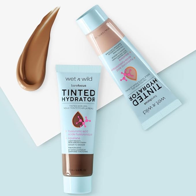 wet n wild Bare Focus Tinted Hydrator Matte Natural Finish, Oil-Free Tinted Face Moisturizer Makeup, Hyaluronic Acid, Squalane, Sheer To Medium Coverage, Medium Deep (Pack of 2)