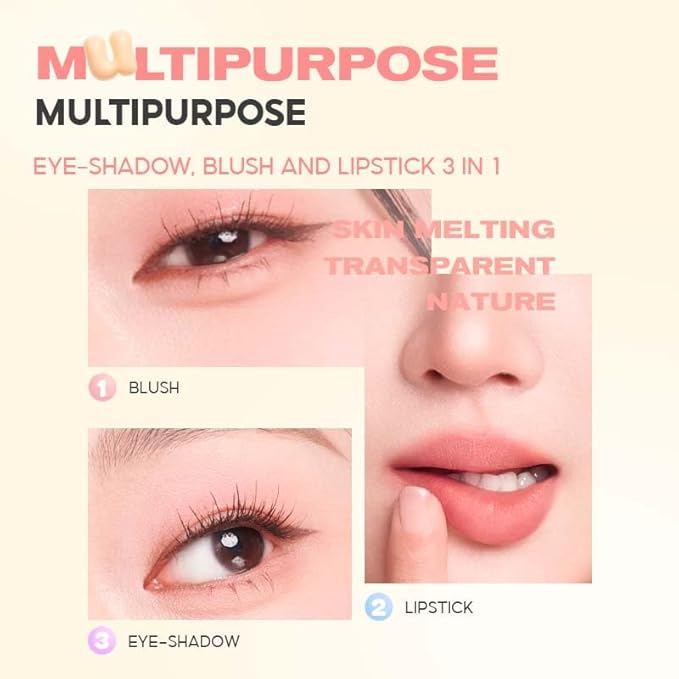 COLORKEY Soft Mist Multi-Purpose Cream, Makeup Blush, Matte Finish, Lips & Cheeks, For Eyes, Moisturizing, Long-Lasting, Non-Sticky(03 SUNSET, 2.5g)