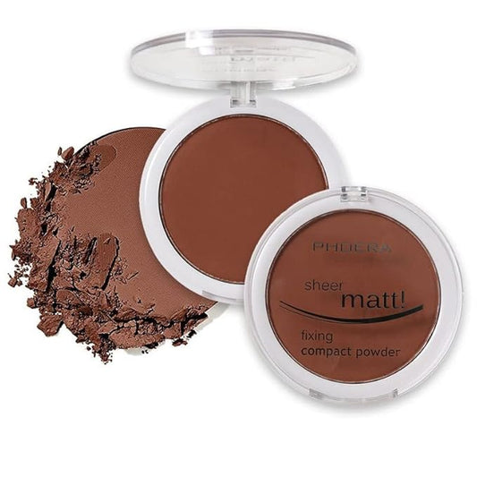 2 Pack PHOERA Matte Face Powder, Control Oil Brighten Skin Color Cover Blemish Makeup Face Setting Setting Powder Foundation。 (208 - Espresso)