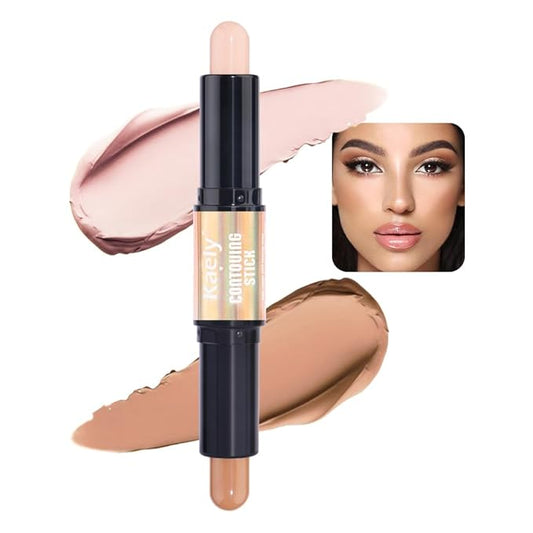 Kaely 2in1 Cream Bronzer Highlighter Stick,Face Shaping Contouring Sticks,Cheek Contour Highlight Palette Kit,maquillaje contorno en crema Bronzing Foundation Stick,Face Brightens & Shades Makeup,17