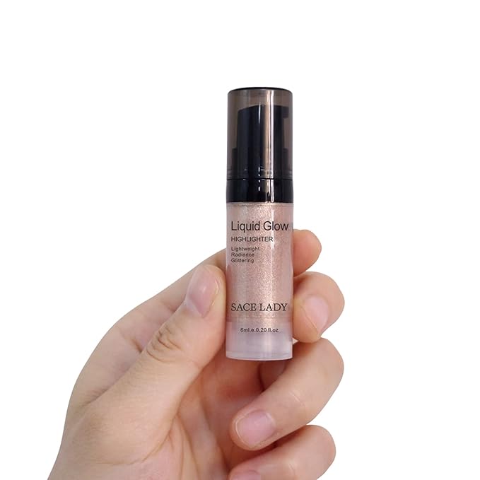 SACE LADY 2 Colors Liquid Highlighter Makeup Set Shimmer Shine Ultra-Smooth Radiant Illuminator Kit for Face Cheekbone Body Glow Bronzer Glitter Illuminating Highlighters Make-up, 2×0.2Fl Oz
