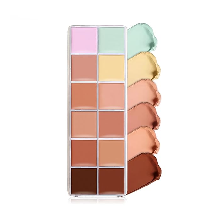 VERONNI Cream Concealer Palette, 12 Colors Makeup Contour Face Contouring Cream, Full Coverage Camouflage Base Foundation, Professional Daily Makeup