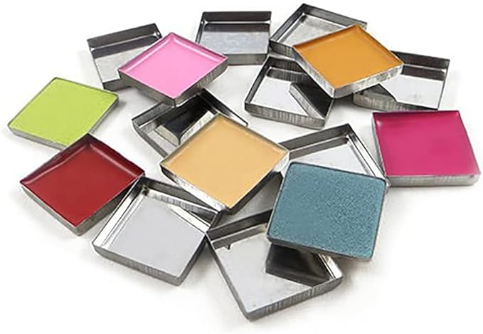 GSHLLO 30 Pcs Empty Square Metal Pans Cosmetic Eyeshadow Pans Empty Makeup Palette Tins Makeup Tin Can for Eyeshadow Blush Lipstick