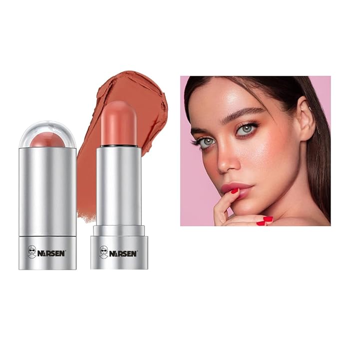Face Stick Set - Contour, Highlighter, and Blush Sticks, Creamy Texture, Beginner-Friendly, Natural Finish - for Cheeks and Lips-BLUSH