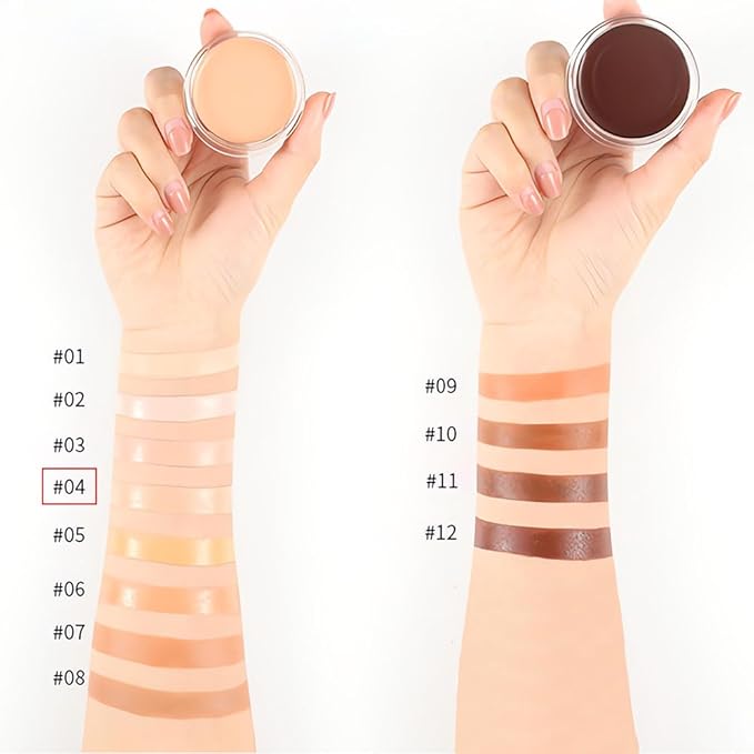 Kaely Cream Pot Concealer Full Coverage Makeup Set, Under Eye Brightener Color Correcting Concealer for Dark Circles, Waterproof Foundation Palette with Brush, Eye Ring Corrector de ojeras, 04