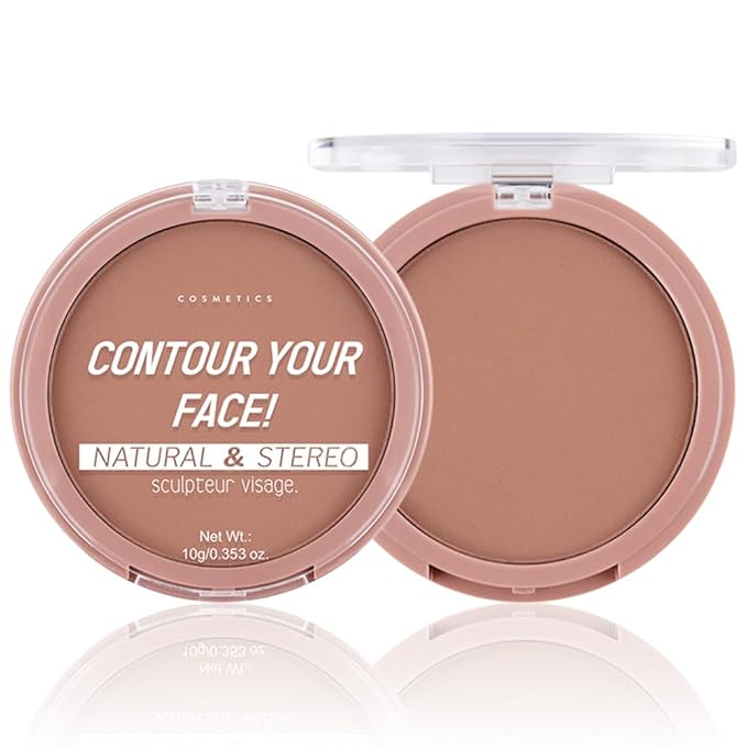 Contour Powder Foundation - Matte Finish, Waterproof & Oil-Control, All-Day Wear for Natural 3D Sculpting, No Cakey or Fading (Shade Adjustable)(2#, 1 Count (Pack of 1))