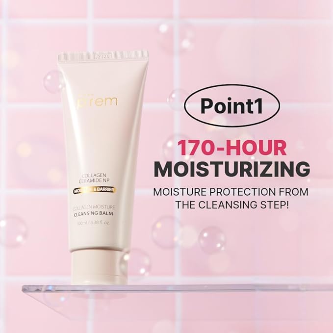 MAKE P:REM Collagen Moisture Cleansing Balm, Gentle Deep Cleansing Makeup Remover for Pore Tightening & Enhancing Skin Barrier, Korean Skin Care, 3.38 fl.oz, 100ml