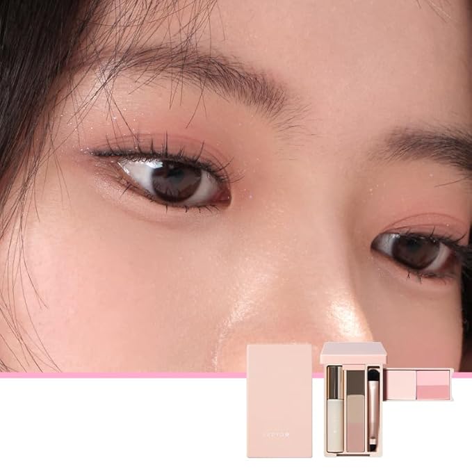 1 PC Juduo Portable Travel Use Multi Purpose Makeup Palette, Mini Size Blusher Highlighter Eyebrow Eyeshadow Palette With Mascara & Brush, All in One Travel Palette (02#)