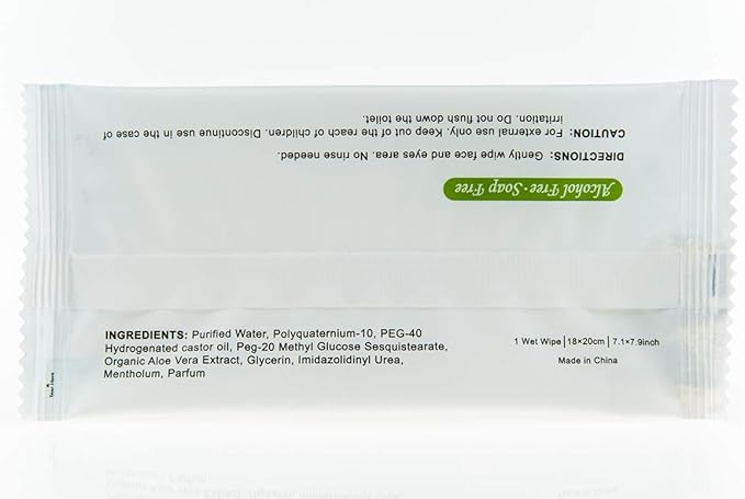 Makeup Remover Wipes Individually Wrapped Natural Fresh Aloe Travel Packs Elderly Bathing Cleansing Wipes - 500 Count per Package | Small Size Toiletries | Hotel Toiletries Bulk Set