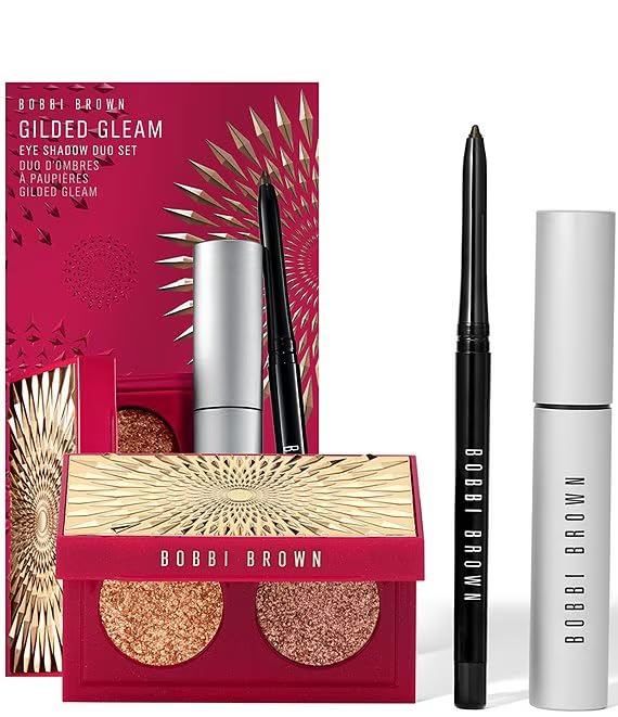 Bobbi Brown Gilded Gleam Eyeshadow, Eyeliner + Mascara Set, 3 Piece Kit