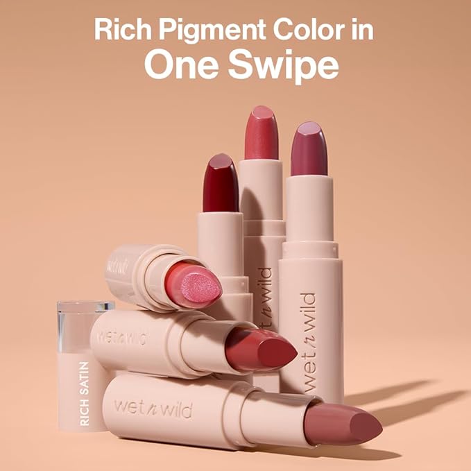 wet n wild Mega Last Rich Satin Lip Color, Rich Creamy Color with Satin Finish, Infused with Vitamin E & Moisturizing Argan Oil, Lightweight, Silky-Smooth, Vegan & Cruelty-Free - Berried Life