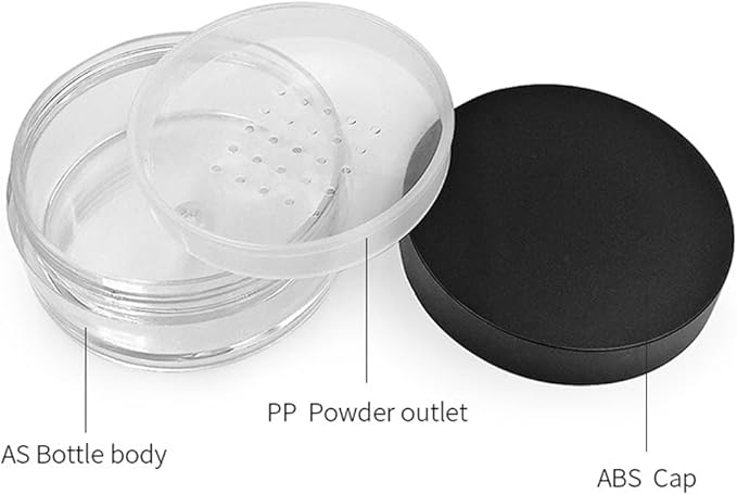4 Packs 10ml/0.34oz Portable Loose Powder Container Makeup Case Travel Kit with Rotatable Sifter and Black Screw Lid
