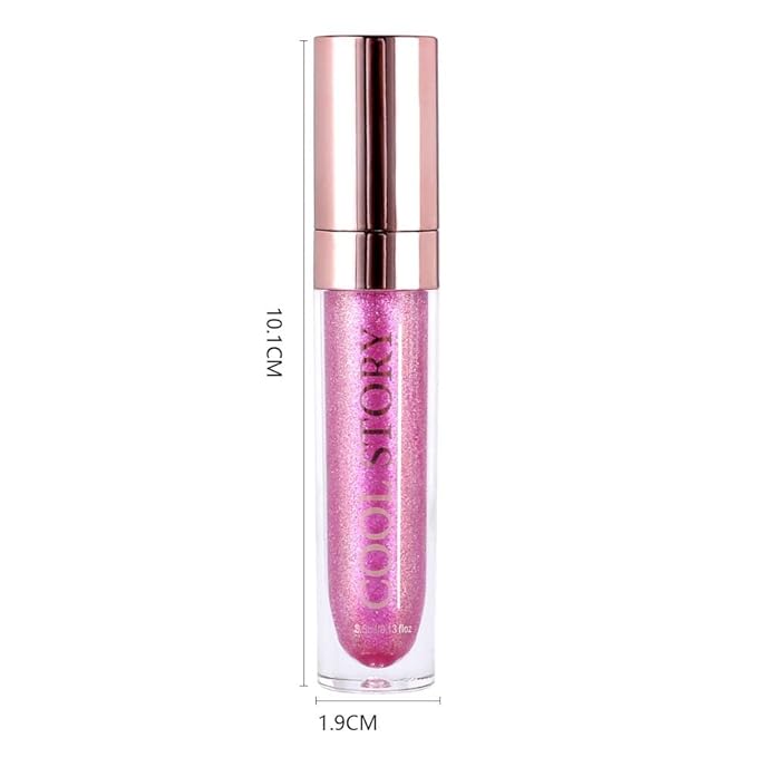 GECOMO Colorful Explosive Pearlescent Lip Gloss 3D Multifunctional Fine Glitter Chameleon Lip Gloss Polarized Diamond Makeup,Magic Big Brush Color Changing Lip Oil(104# PURPLE FLASH)