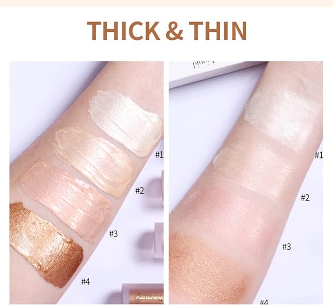 Liquid Highlighter Stick, Matte Finish, Cream Formula, 02#, Waterproof, Full Coverage, Body & Face Makeup
