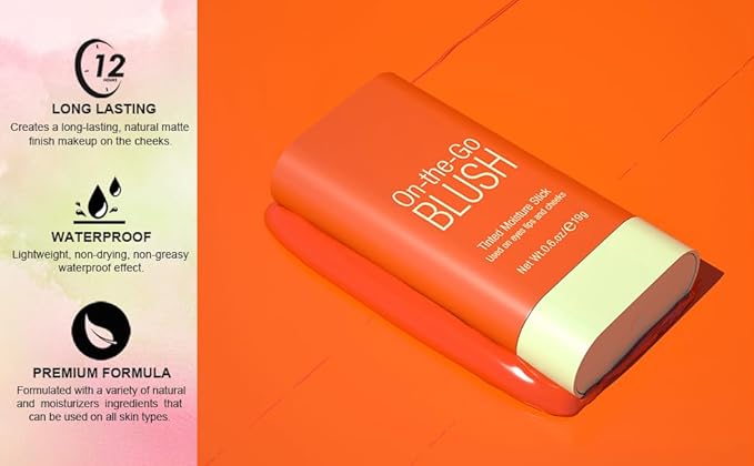On The Glow Blush Stick Tinted Moisture Hydratant Teinte 2 in 1 Waterproof Hydrating Makeup Solid Nature Smooth Blended Matte Ginseng Finish Boomstick for Cheek Eyes and Lips Set of 3