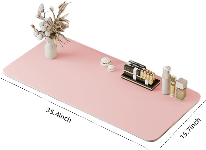 35.4" * 15.7" Large Makeup Mat for Vanity, Makeup Pads for Home Decor. Fully Covered Beautiful Makeup mat. Vanity mat Protector for Makeup. Pink/White/Black/Blue Color for You Choose.