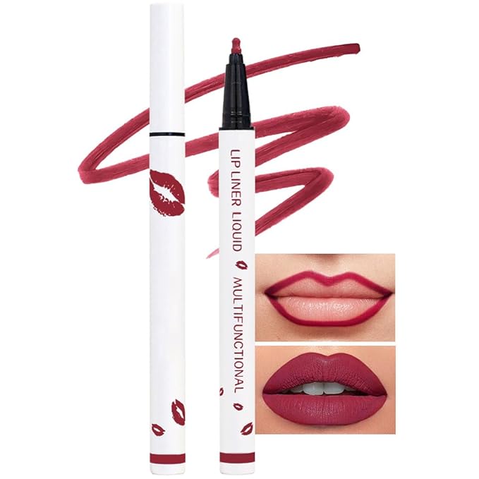 Kaely Wine Longwear Liquid Lip Liner Waterproof, 24 Hour Long Lasting Lip Liner Stain Marker Pen, 2-in-1 Matte Semi Permanent Lipliner & Lipstick, Vegan & Cruelty-Free, 14