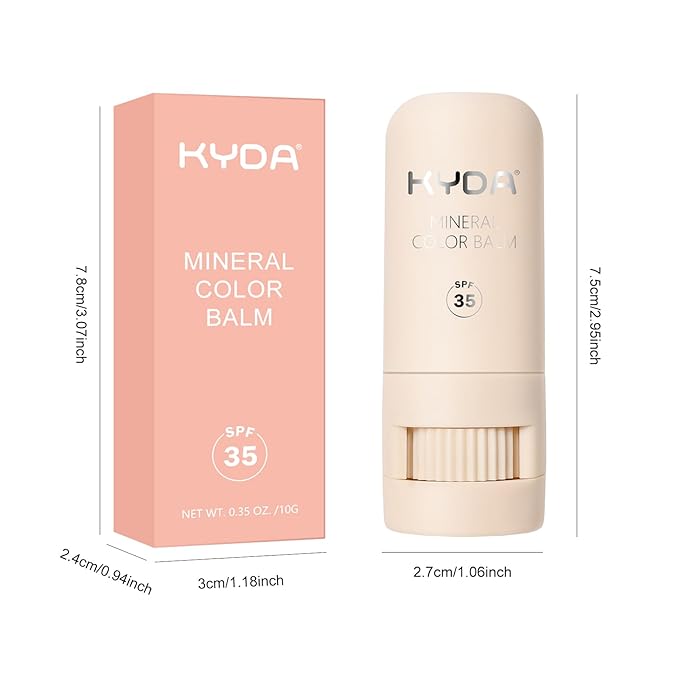 KYDA Mineral Color Balm, Buildable Shimmer Color for Lips and Cheeks, Broad spectrum SPF 35, Natural Shimmer Finish, Lightweight Blendable Creamy, Multiuse Blush Stick, BLUSH