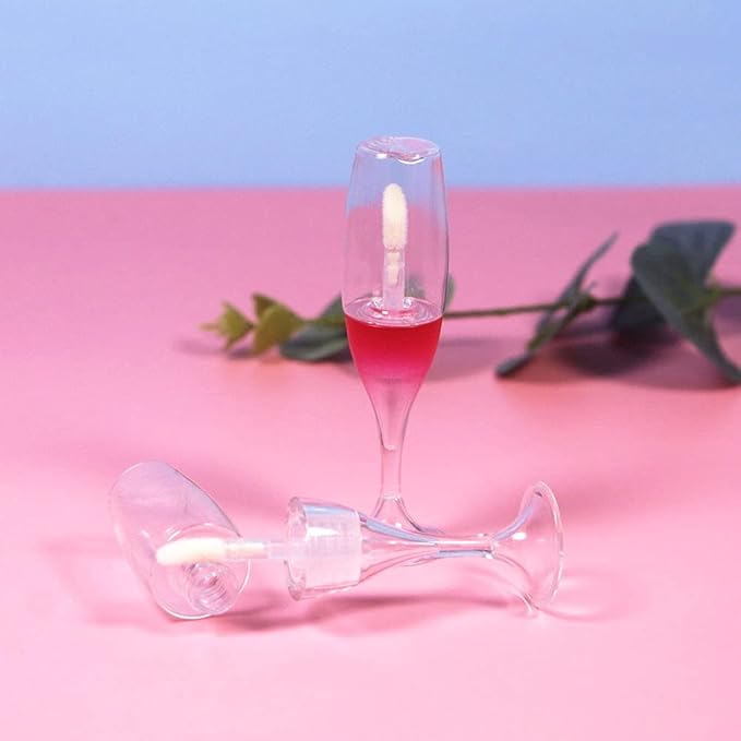 25 PCS wineglass shaped lip gloss tube cute lipgloss container tubes 5ML (Red)