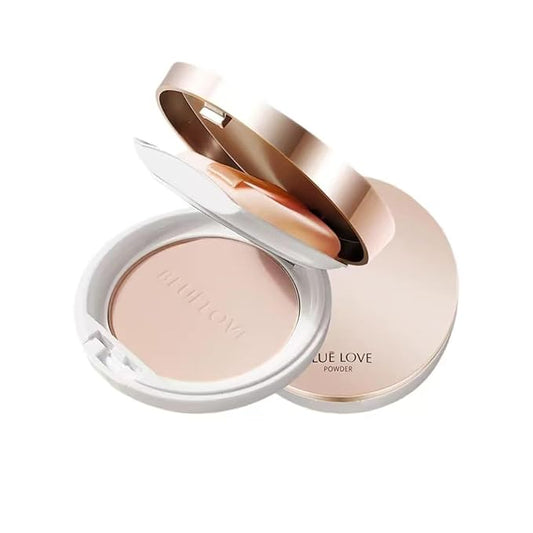 BLUE LOVE Matte Pressed Powder Foundation - Lightweight, Longwear Oil-Free Compact for Shine Control & Flawless Medium to Full Coverage Finish (Ivory)