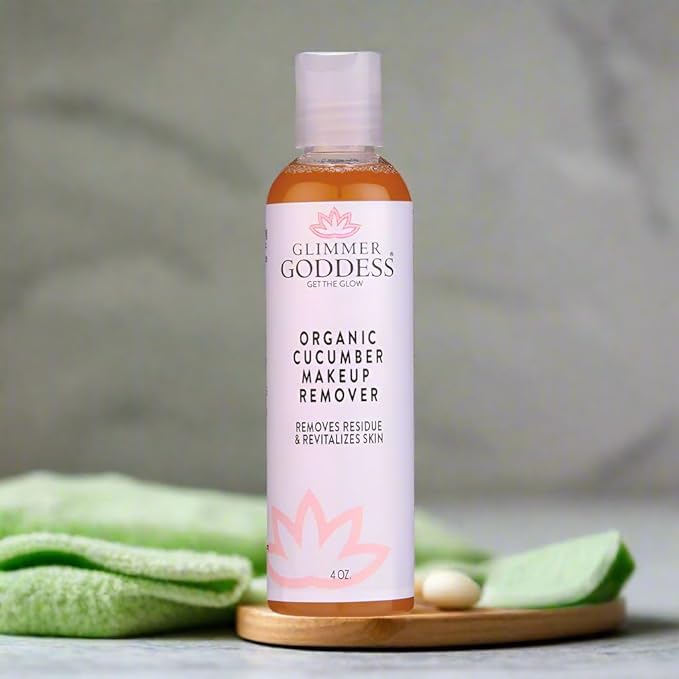 GLIMMER GODDESS Organic Cucumber Makeup Remover, 4 oz - Removes Makeup, Gentle Hydration, Antioxidant Protection, Face Cleanser