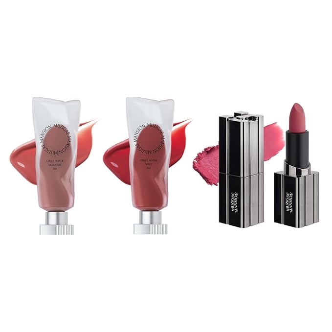 MUZIGAE MANISON City Chic Trio - 06 Ruffle | Objet water 01 Signature & 02 Spicy & Moodwear Blur 06 Ruffle | K-Beauty Lip Stain Matte Lipstick