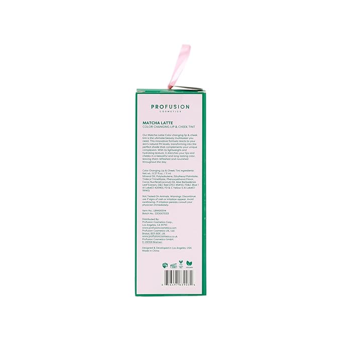 Profusion Cosmetics Matcha Latte Color Changing Lip and Cheek Tint, Enriched with Aloe Vera to Moisturize and Hydrate Your Lips and Cheeks