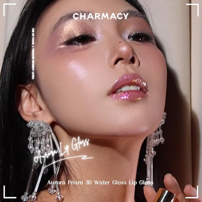 CHARMACY Aurora Chameleon Moisturizing Lip Gloss, MultiColor Shifting Shimmer Lip Gloss, Hydrating Non-Sticky Formula Glitter Lip Glaze, Easy to Apply, Long-Lasting, High-Shine Sheer Finish #05