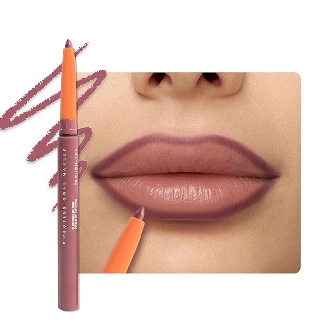 Retractable Matte Lip Liner Pencil, Brownish Red Plump Lip Liners Long-Lasting Creamy Formula for Shaping & Sculpting lip filler pen, Subtle Touch Velvet Pigmented Crayon Lip Liner 04#