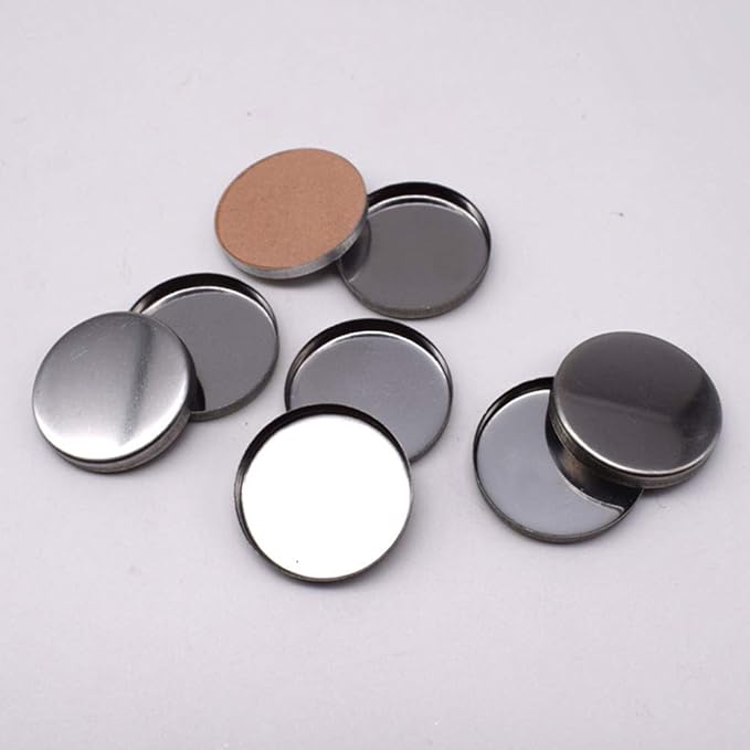 Lasenersm 50-Piece Empty Round Metal Tin Palette Pans, 26mm Diameter, 3.5mm Height, Silver Tone, Minimalistic Style, Cosmetic Eyeshadow Pans for Magnetic Makeup Palette