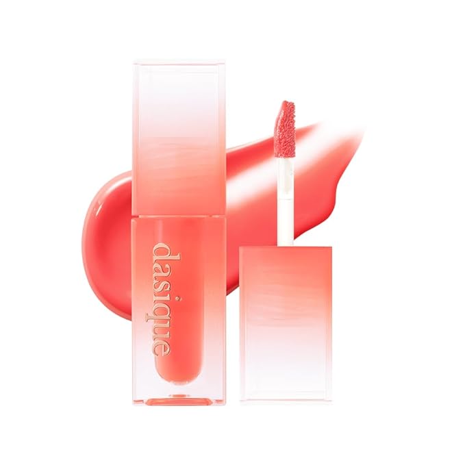 dasique Juicy Dewy Tint (13 Coral Fizz) 0.12 oz | Light Application with moisture | Long-wearing Glossy Lip Stain, Non-sticky | Vegan, Cruelty-free | K-beauty