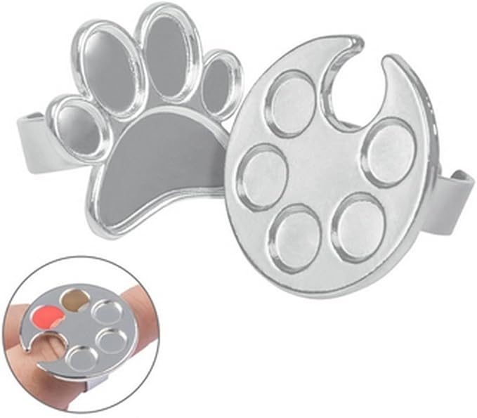 Mini Manicure Palette, 2 Pieces Metal Color Palette Rings, Nail Art Paint Tools, Microblading and Semi Permanent Makeup Supply (Foot Shape)