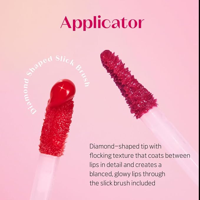 ETUDE Over Glowy Tint #5 Blushed Cherry | Non-Sticky Vegan Lip Tint | Moisturized & Long-lasting Lip Gloss | Daily Lip Stain for Dry Lips, Korean Makeup, K-beauty