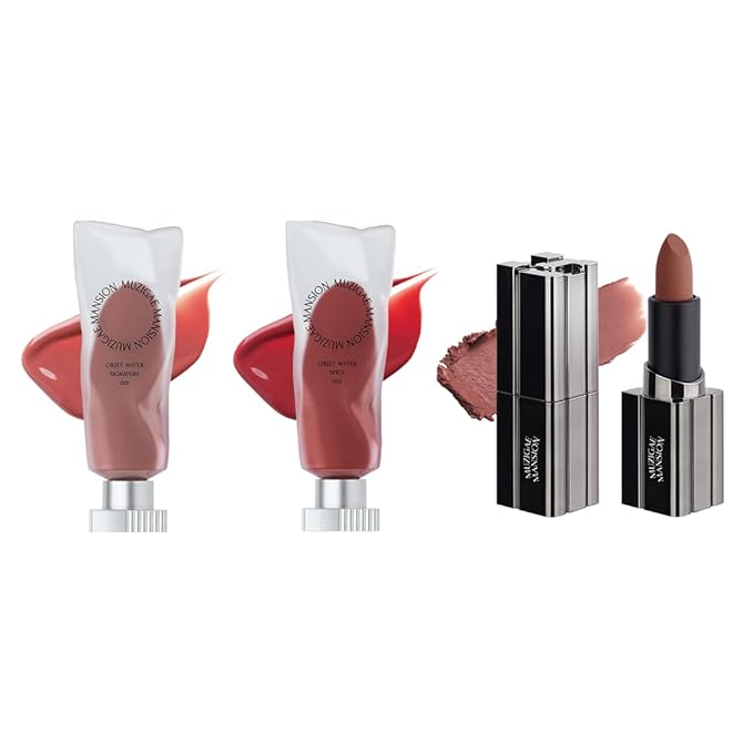 MUZIGAE MANISON City Chic Trio - 02 Maxi | Objet water 01 Signature & 02 Spicy & Moodwear Blur 02 Maxi | K-Beauty Lip Stain Matte Lipstick