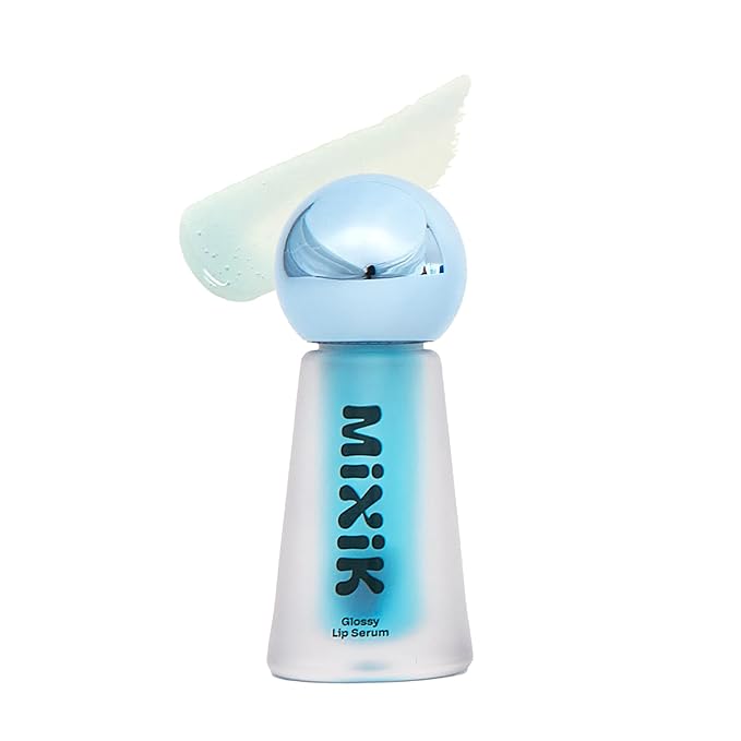 MIXIK Glossy Lip Serum, Ultra-Hydrating Lip Gloss with Blue Agave, Olive & Avocado Oils for Soft and Smooth Lips, Long Lasting Moisture without the Sticky Feel (Clear Oasis)