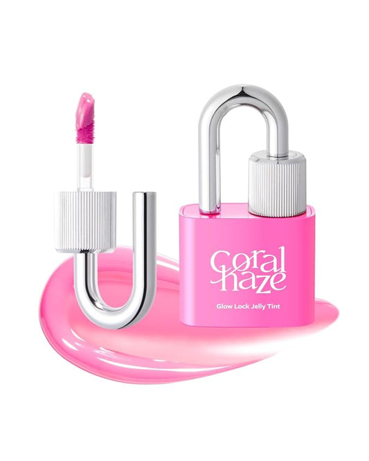 CORLAHAZE Glow Lock Jelly Tint 106 Chewy 4g, Hydrating Jelly Glow Lip Stain, High-Shine, Long-Lasting Color Moisturizing Lip Enhancer with Rosehip Oil, Collectible Lock-Shaped Design, Korean Makeup