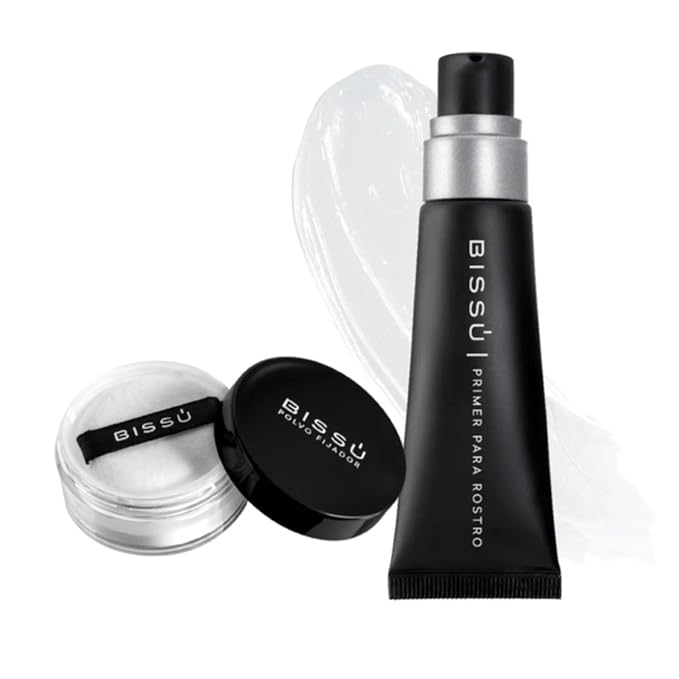 Bissú Face Kit: Silky Primer (27.5 ml) & Setting Powder (8g) - Oil-Free, Fragrance-Free, with Hyaluronic Acid & Jojoba Oil for a Matte Finish