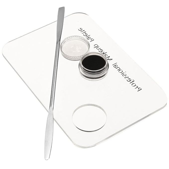 Set of 2 Acrylic Cosmetic Makeup Mixing Plate Nail Art Polish Gel Foundation Eyeshadow Eyes Mixing Palette with Spatula Rod Tool Set