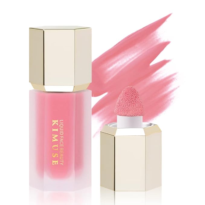 KIMUSE Liquid Blush, Soft Cream Blush Face Blush, Liquid Blush for Cheeks, Long-Wearing Pigmented Blush, Waterproof, Smudge Proof, Dewy Finish