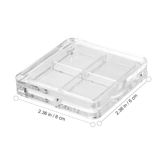 Beaupretty 2PCS Empty Makeup 4 Grids DIY Blush Lipstick Eyeshadow Powder Dishes Boxes Tray Holder for Women Girls Makeup Mixing Tray Magnetic Travel Containers
