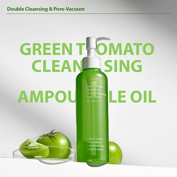 SUNGBOON EDITOR Green Tomato Double Cleansing Ampoule Oil | Makeup remover, Blackhead Removal | Exfoliating Face Wash for Women | Pore Minimizer for Face | Korean Skin Care | 7.05 oz. (200g)