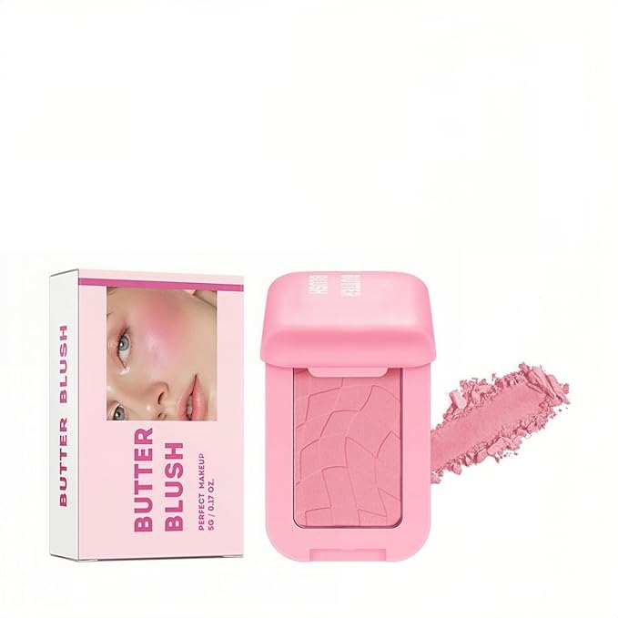 4 Color Powder Blush, Embossed Butter Blush, Matte Powder Makeup Blush for Cheeks